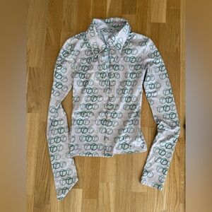 THE OPEN PRODUCT- Stylish Green and White Women's Top